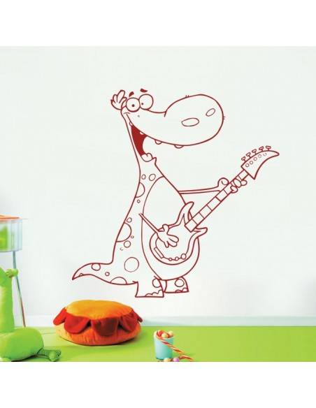 Sticker dinosaure guitare
