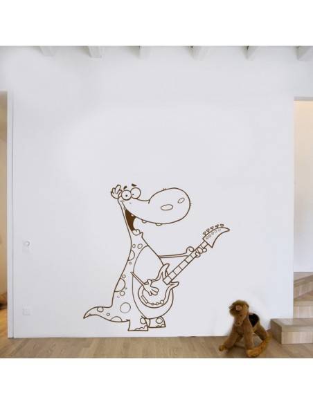 Sticker dinosaure guitare