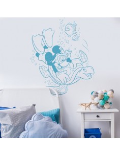 Sticker Mickey plongeur et tortue 2