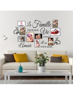 Sticker photos citation la famille c'est là où la vie commence