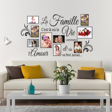 Sticker photos citation la famille c'est là où la vie commence