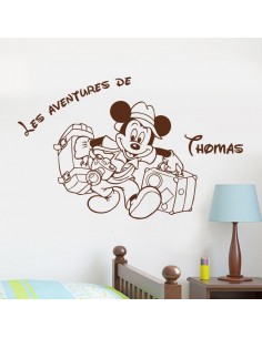 Sticker Mickey aventure avec prénom