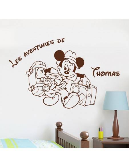 Sticker Mickey aventure avec prénom