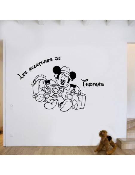 Sticker Mickey aventure avec prénom