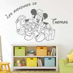 Sticker Mickey aventure avec prénom