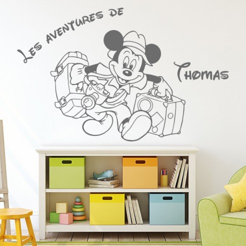 Sticker Mickey aventure avec prénom