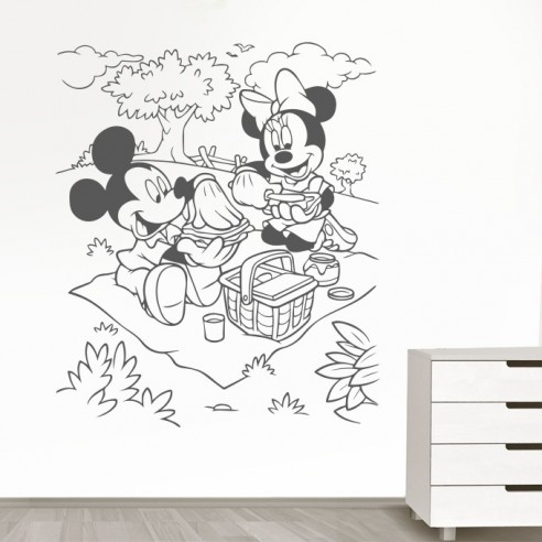 Sticker Mickey et Minnie pic nic