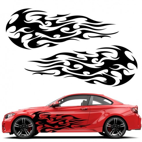 Autocollant de flamme, autocollant de voiture en papier, décoration de la  carrosserie latérale de la voiture en papier, rouge - Cdiscount Auto