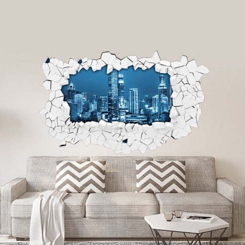 Sticker trompe l'oeil mur cassé