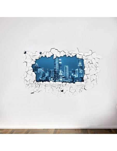 Sticker trompe l'oeil mur cassé