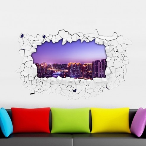 Sticker 3D ville lumière