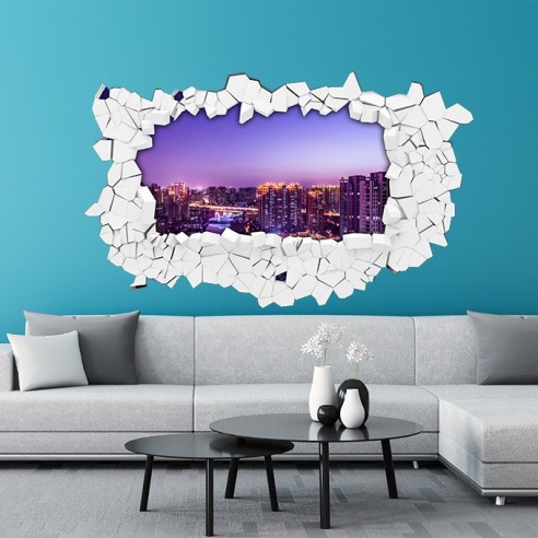 Sticker 3D ville lumière