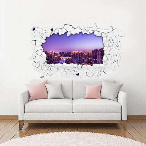 Sticker 3D ville lumière
