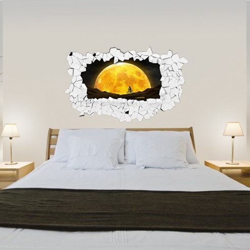 Sticker 3D couché de lune