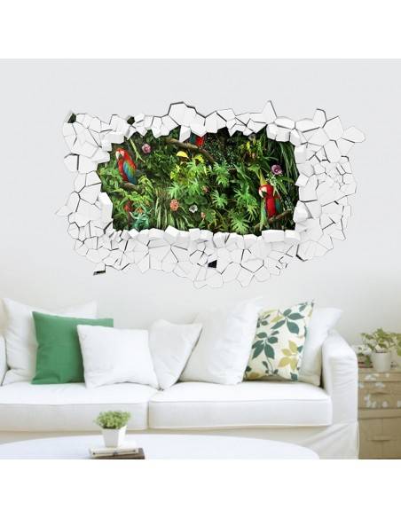 Sticker 3D trompe l'oeil perroquet