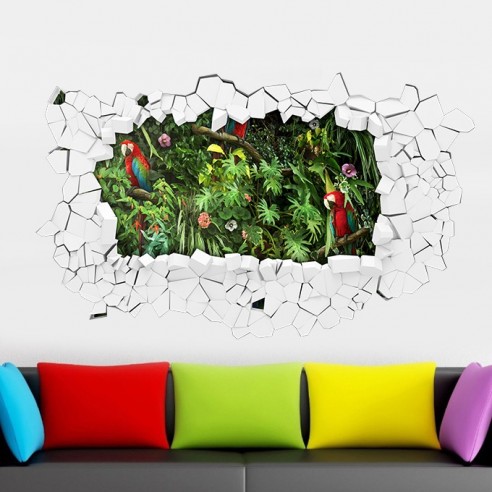 Sticker 3D trompe l'oeil perroquet