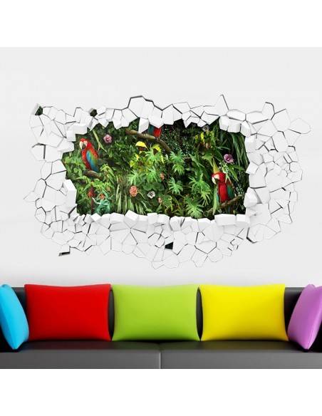 Sticker 3D trompe l'oeil perroquet