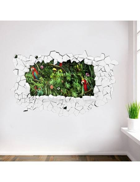 Sticker 3D trompe l'oeil perroquet