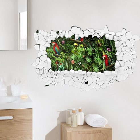 Sticker 3D trompe l'oeil perroquet