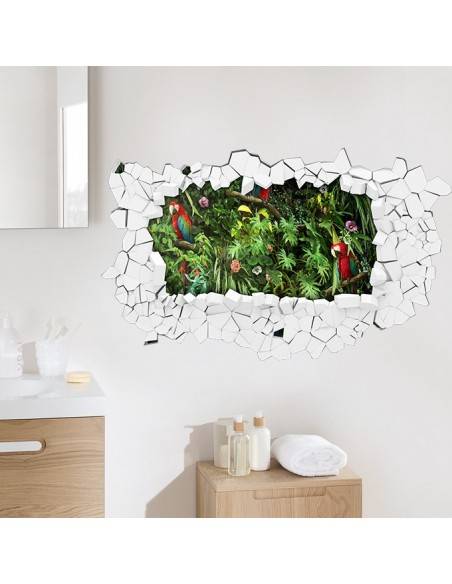 Sticker 3D trompe l'oeil perroquet