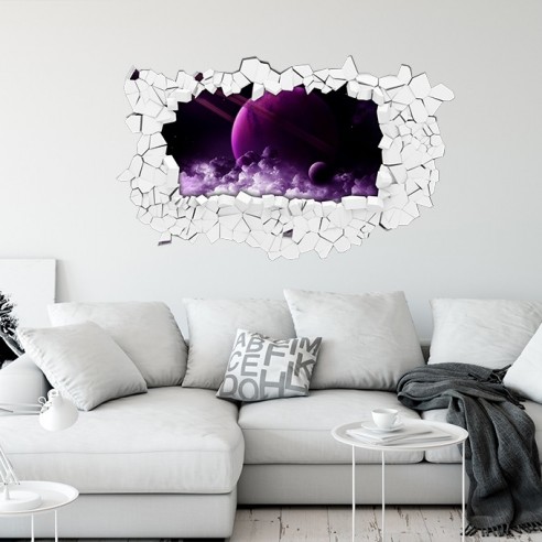 Sticker 3D planète dans l'espace