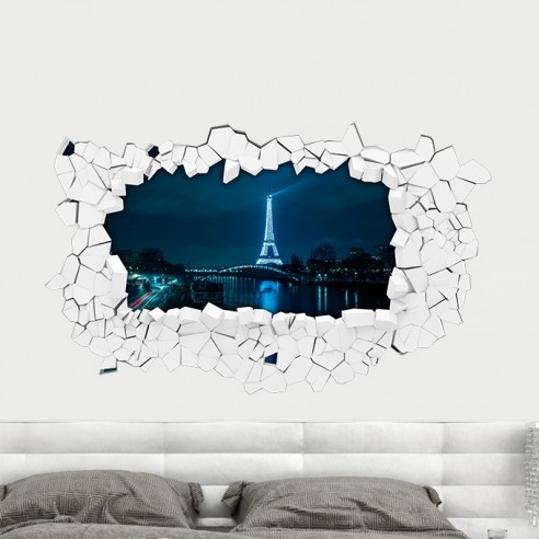 Sticker 3D tour eiffel de nuit