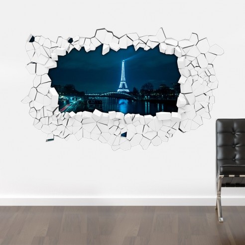 Sticker 3D tour eiffel de nuit