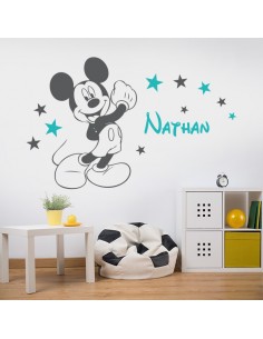 Sticker mural Mickey avec prénom