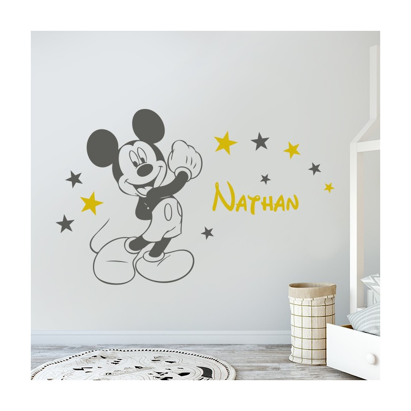 Sticker mural Mickey avec prénom