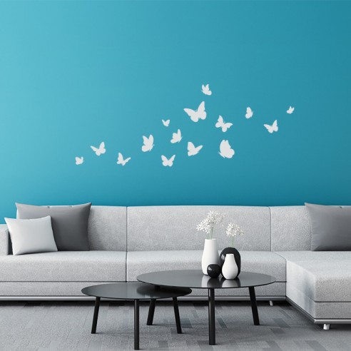 Sticker mural envolée de papillons