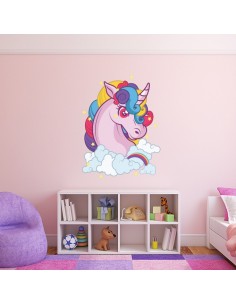 Sticker licorne arc-en-ciel