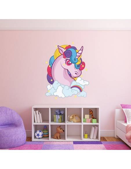 Sticker licorne arc-en-ciel