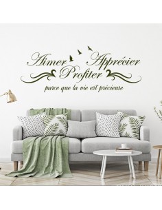 Sticker citation aimer apprécier et profiter