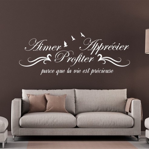 Sticker citation aimer apprécier et profiter