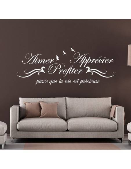 Sticker citation aimer apprécier et profiter