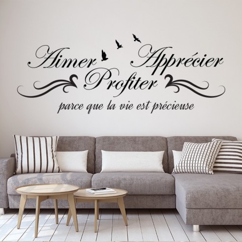 Sticker citation aimer apprécier et profiter