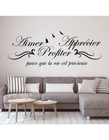 Sticker citation aimer apprécier et profiter