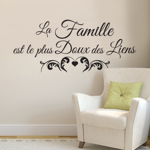 Sticker citation la famille est le plus doux des liens