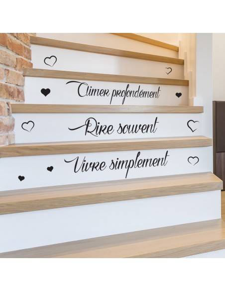 Sticker citation escalier vivre simplement