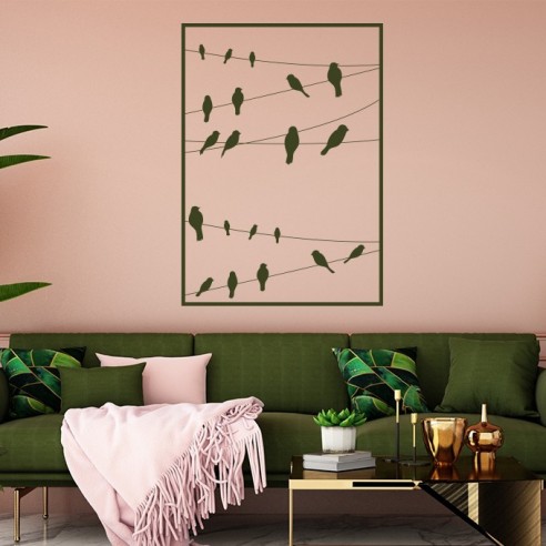 Sticker corde oiseaux encadré