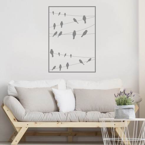 Sticker corde oiseaux encadré