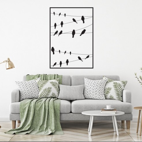 Sticker corde oiseaux encadré