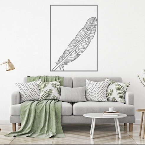 Sticker mural plume encadrée