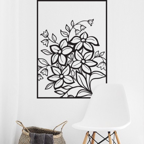 Sticker mural encadré fleurs