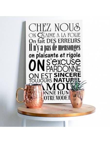 Tableau texte chez nous