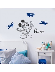 Sticker Mickey avion avec prénom