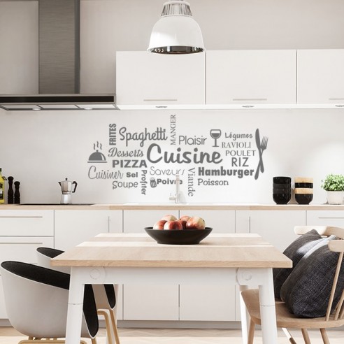 Sticker mural cuisine
