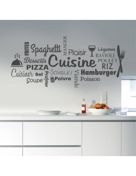Sticker mural cuisine