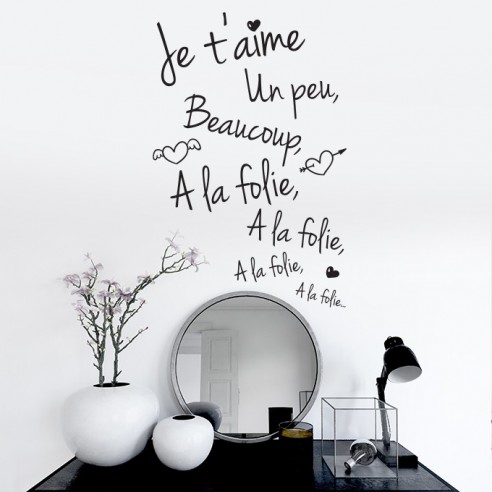 Sticker je t'aime un peu beaucoup à la folie