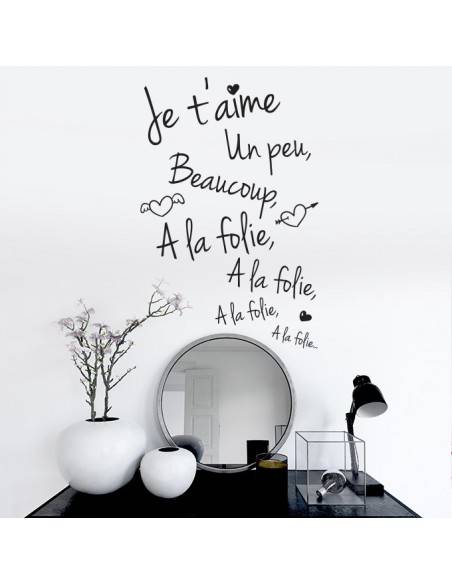 Sticker je t'aime un peu beaucoup à la folie